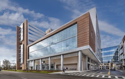 View of the Medical University of South Carolina Children's and Women's Pavillion from the street level.