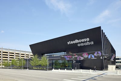 You are looking at the front entrance of the Steelhouse at an angle.